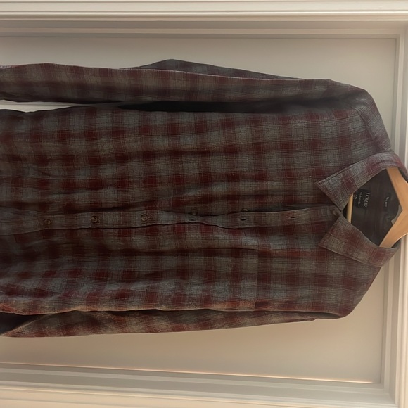JCrew XXL GRAY AND MAROON flannel long sleeved shirt - Picture 3 of 3